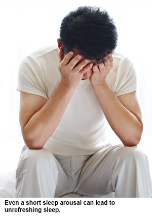 obstructive sleep apnoea experienced by a man which leads to exhaustion